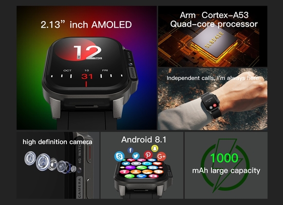 DM62 4G Smart Watch 2.13 Inch AMOLED Display 4GB RAM 64GB ROM