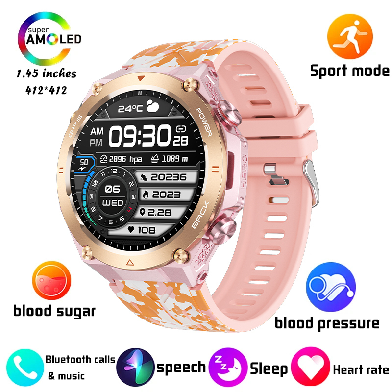 KC82 1.45'' IPS GPS Smart Watch with 650mAh Battery for Men Outdoor Sports