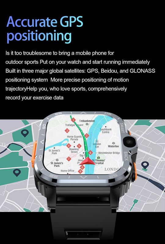 PGD 4G Smart Watch 2.03-inch IPS Screen 800mAh Battery IP68 Waterproof