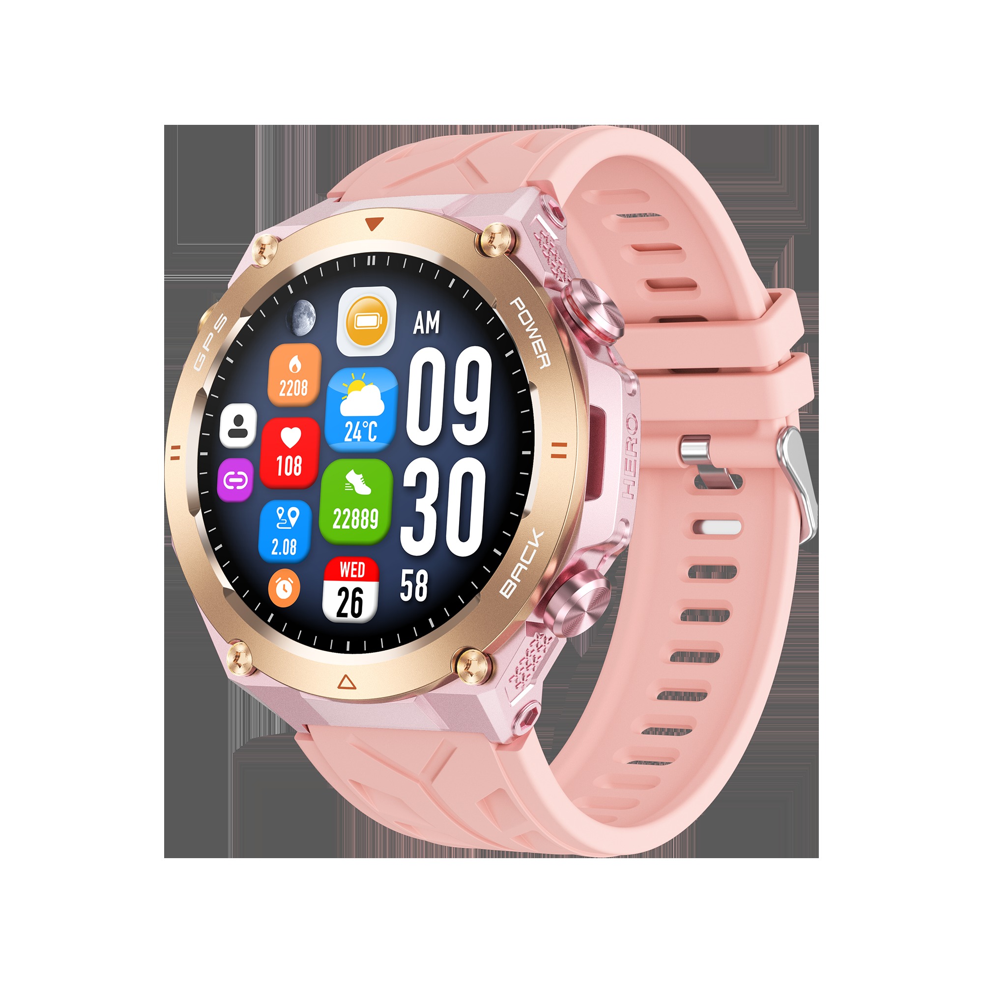 KC82 1.45'' IPS GPS Smart Watch with 650mAh Battery for Men Outdoor Sports