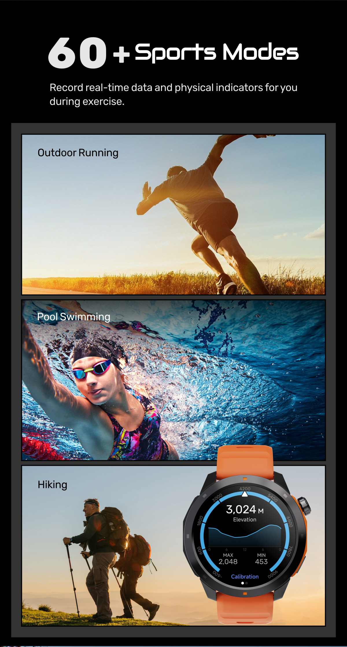 MG03 Outdoor Smart Watch with Built-in GPS, BT Calling, 1.43