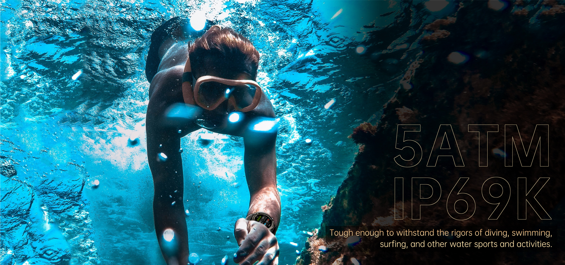 2024 DM56 AMOLED Smartwatch with 5ATM Waterproof and GPS for Men's Fitness